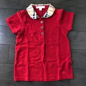 Burberry Polo w classic check collar. Size 6yr